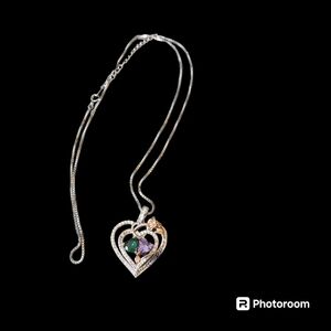 I love you for always and forever double heart sterling silver heart necklace